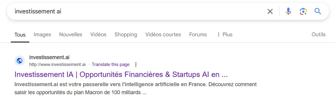 Investissement.ai classé #1 Google